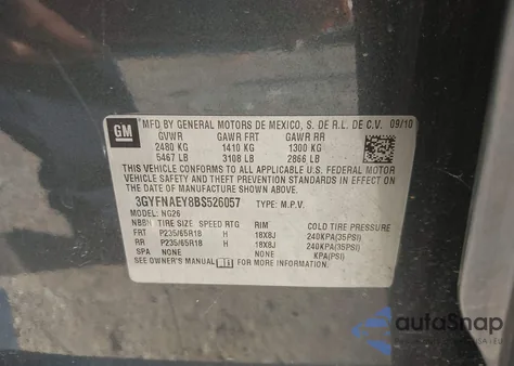 2011 Cadillac Srx Luxury Collection from USA, damaged, VIN 3GYFNAEY8BS526057